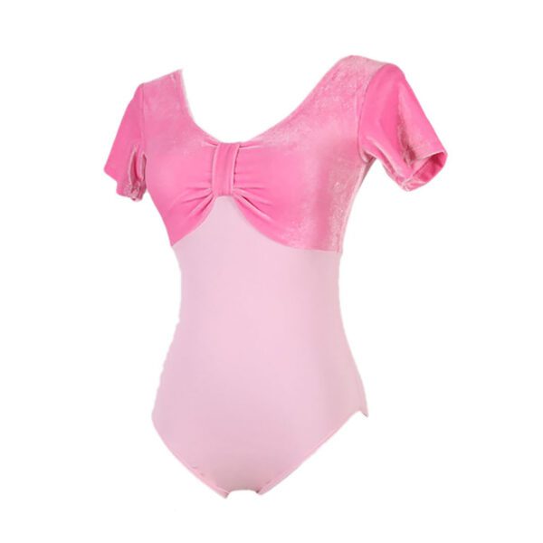 Whitewed Women's Velvet Short Sleeve Leotard Bodysuit with A Gathered Bow Design Front - Image 16