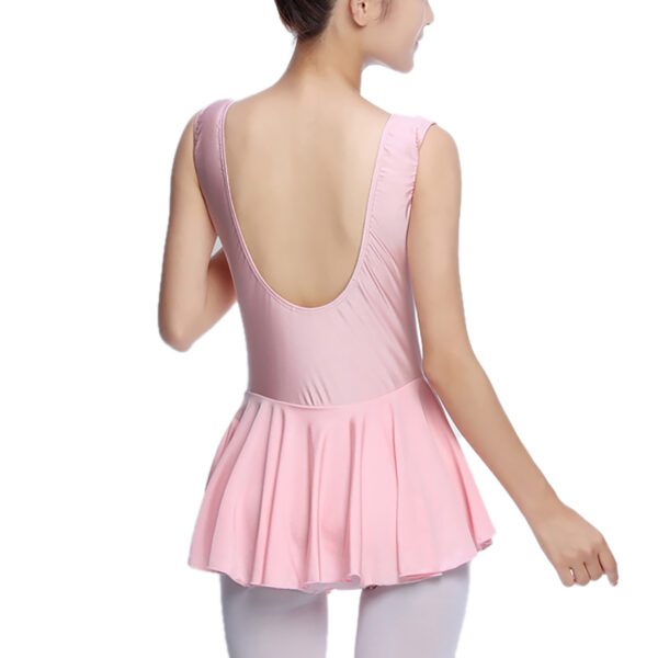 Whitewed Sleeveless Adult Scoop Neck  Skirted Leotard Womens Low Back Leotard Dresses - Image 4