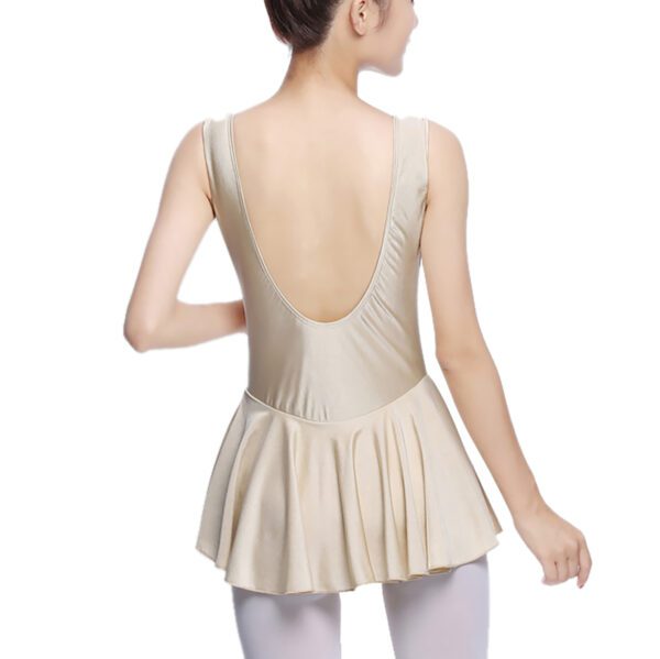 Whitewed Sleeveless Adult Scoop Neck  Skirted Leotard Womens Low Back Leotard Dresses - Image 6