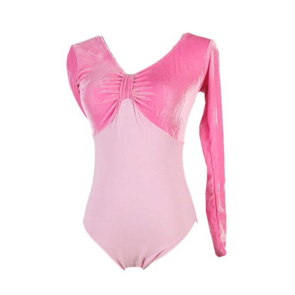 Whitewed Long Sleeve Velvet Leotards Gymnastics with A Gathered Bow Design Front - Image 10