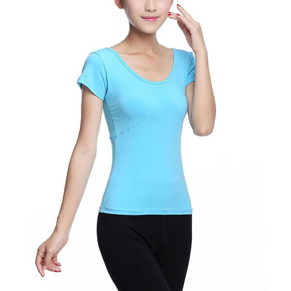 Whitewed Running Top Ladies Short Sleeve Scoop Neck Adult Womens Cotton Ballet Dance Top - Image 2