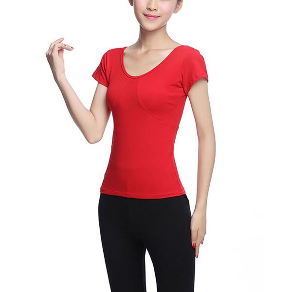 Whitewed Running Top Ladies Short Sleeve Scoop Neck Adult Womens Cotton Ballet Dance Top - Image 6